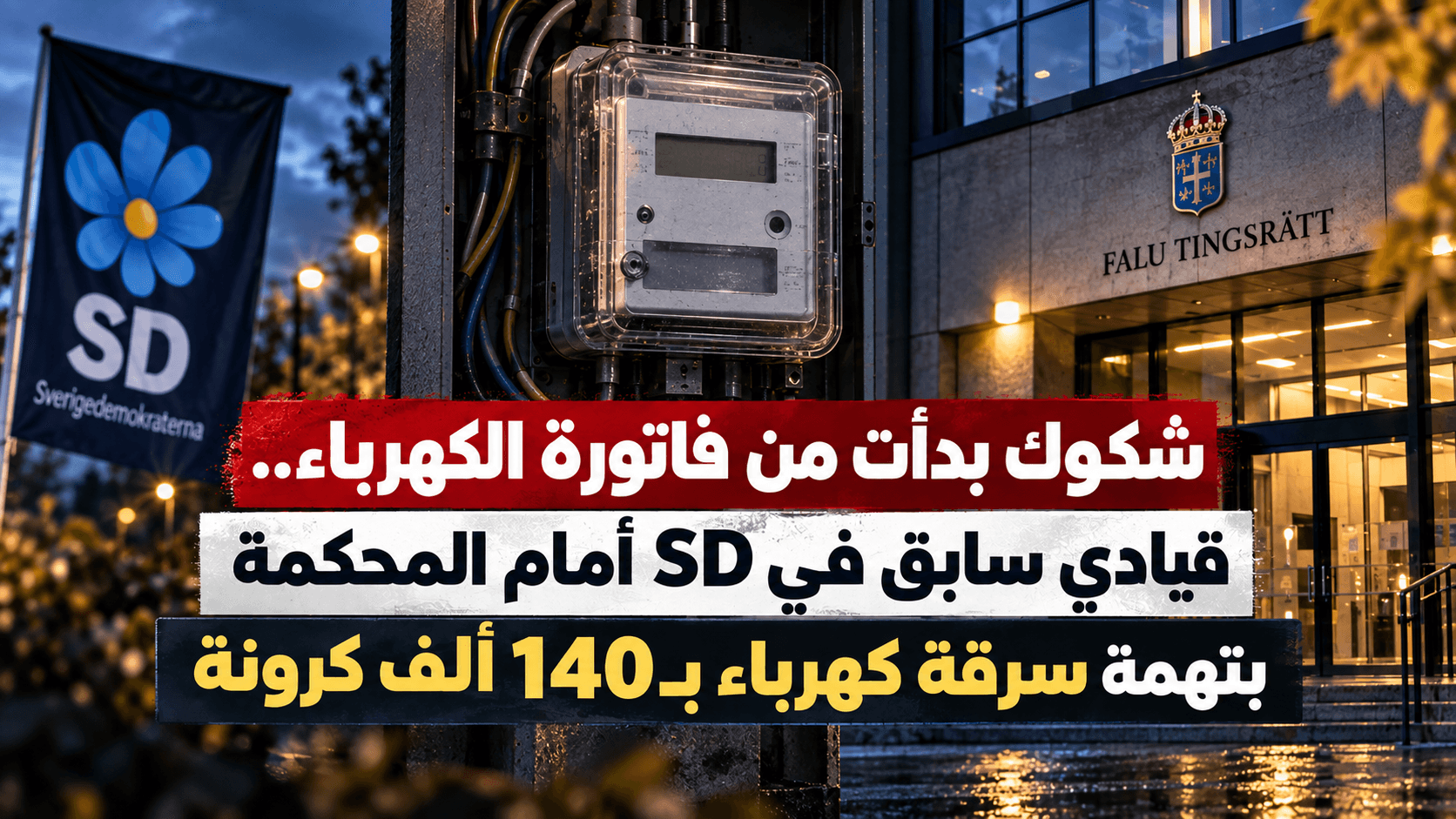 شكوك بدأت من فاتورة الكهرباء.. قيادي سابق في SD أمام المحكمة بتهمة سرقة كهرباء بـ140 ألف كرونة